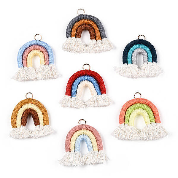 Handmade Macrame Cotton Thread Rainbow Ornament
