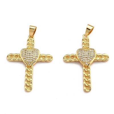 Brass Micro Pave Clear Cubic Zirconia Pendants