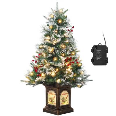 Garvee 3ft Mini Christmas Tree, Premium Snow Flocked Artificial Christmas Tree with 78 Warm White LED Lights, Pre Lit Xmas Pi...