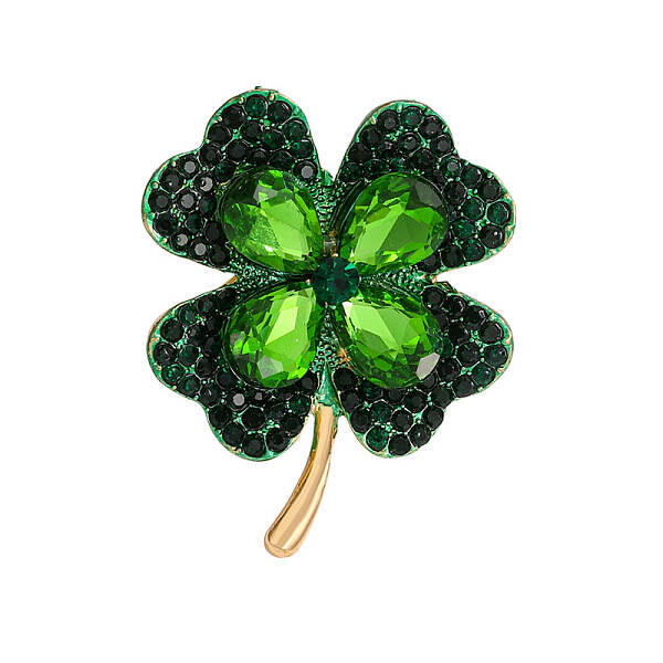 Clover Alloy Rhinestone Lapel Pins for Backpack Clothes