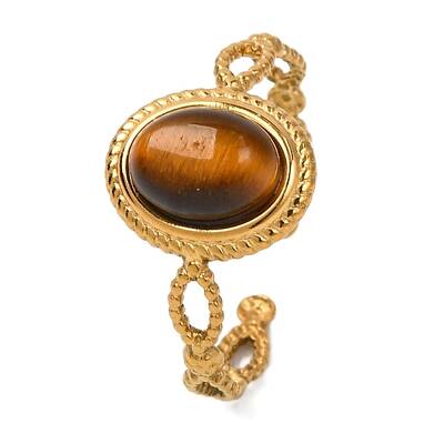 Oval Natural Tiger Eye Finger Rings