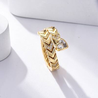 Brass Micro Pave Clear Cubic Zirconia Open Cuff Rings for Women