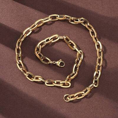 304 Stainless Steel Textured Cable Chain Necklaces