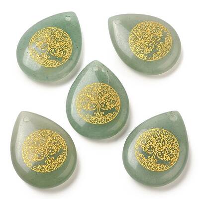 Natural Green Aventurine Drop Pendants