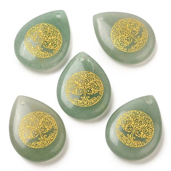 Natural Green Aventurine Drop Pendants