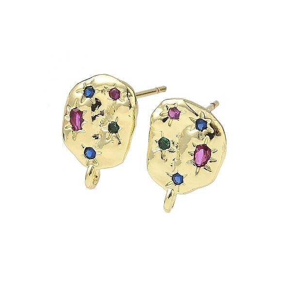 Brass Micro Pave Cubic Zirconia Stud Earring Findings
