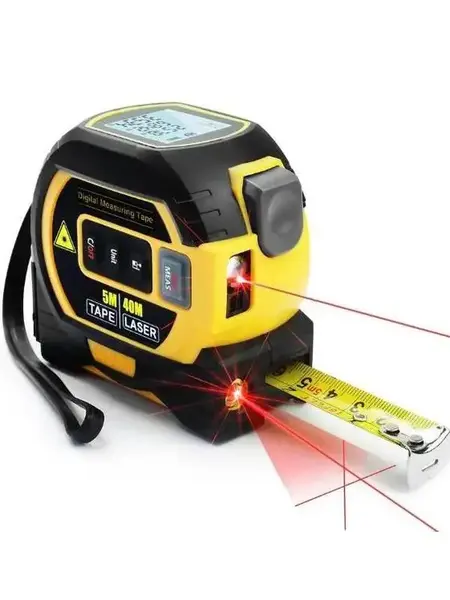 2 in 1 Digital Laser 5m Tape Measure with LCD Display, Self-Locking Device, 40m, 50m, 60m Measuring Options, Work Equipment f...