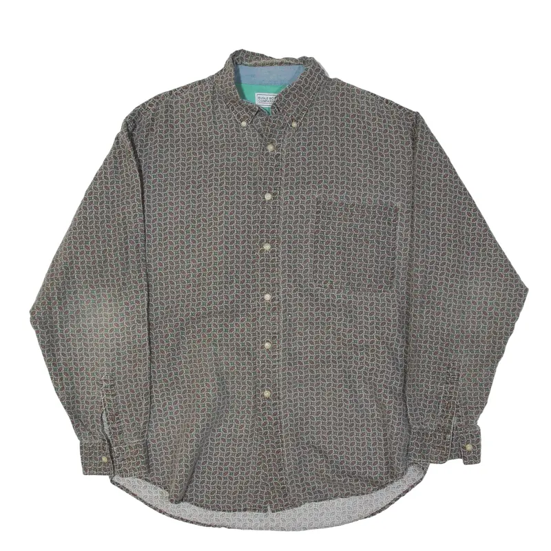 BUGLE BOY Shirt Brown Crazy Pattern Long Sleeve Mens M