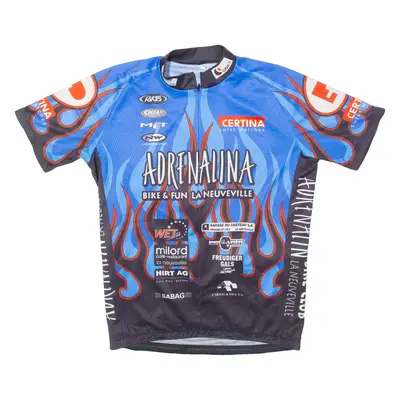 ADRENALINA Flamed Cycling Mens Jersey Blue 1/2 Zip L