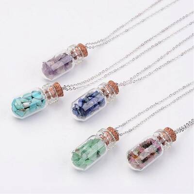 Glass Bottle Pendant Necklaces
