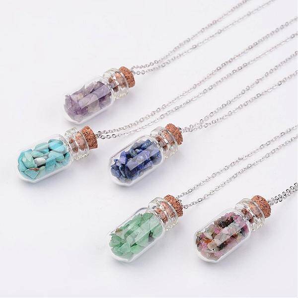 Glass Bottle Pendant Necklaces