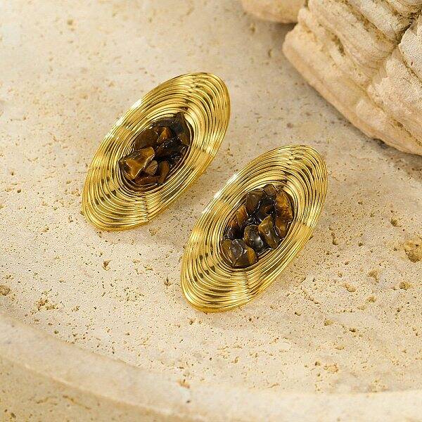 Oval Stainless Steel Stud Earrings