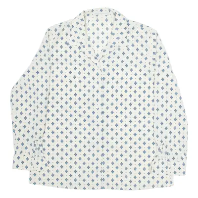 MARIO ROSELLA Womens Shirt Beige Silk Geometric Long Sleeve L