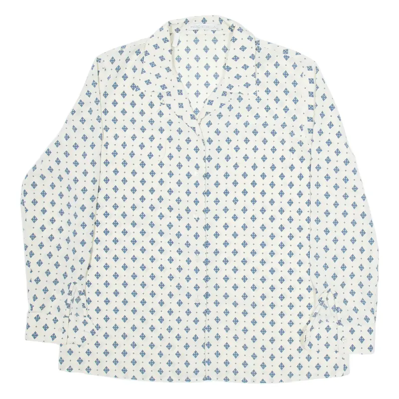 MARIO ROSELLA Womens Shirt Beige Silk Geometric Long Sleeve L