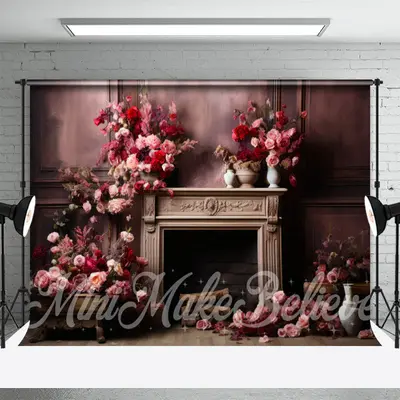 Brown Vintage Wall Bright Roses Flower Backdrop - Aperturee