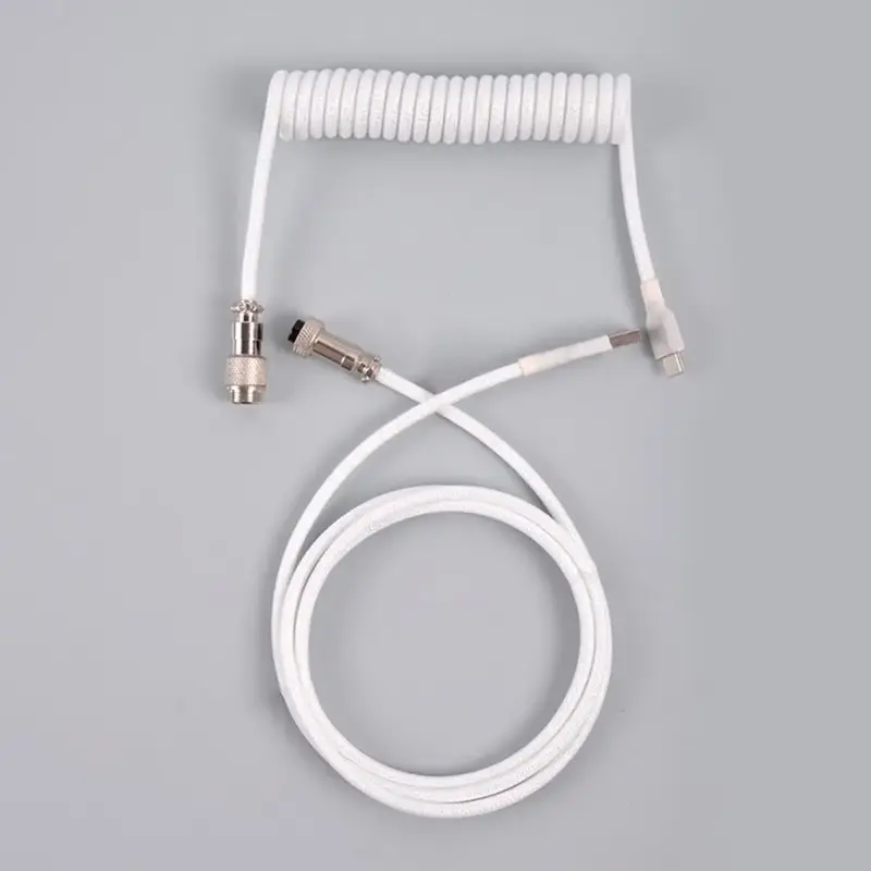 Custom Coiled USB C Cable for Gaming Keyboard, Double-Sleeved Mechanical Keyboard Cable with Detachable Aviator, USB A to Typ...