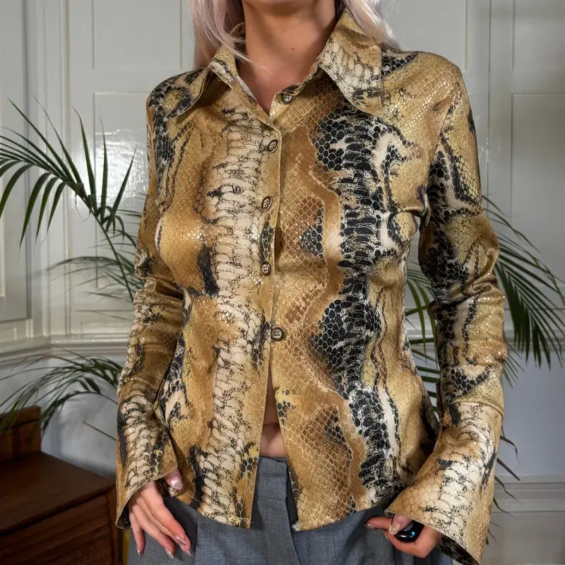 The End Animal print Shirt - Small Brown Polyester
