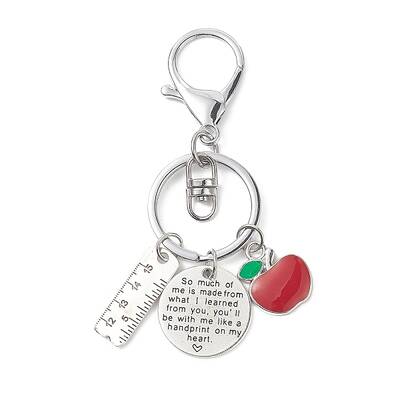 Red Apple Ruler Alloy Charm Keychain