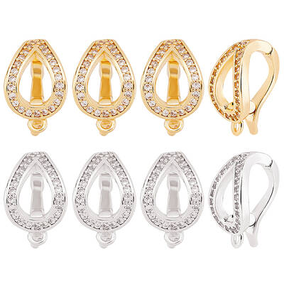 8Pcs 2 Colors Brass Micro Pave Clear Cubic Zirconia Twister Clasp