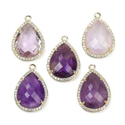 Natural Amethyst Faceted Pendants