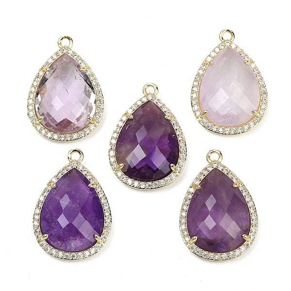 Natural Amethyst Faceted Pendants