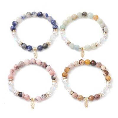 8.5mm Round Gemstone Beaded Stretch Bracelets