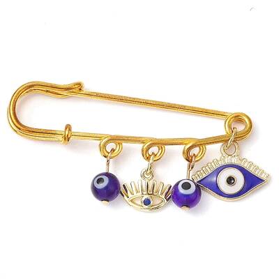 Blue Evil Eye Resin & Alloy Enamel Eye Charm Kilt Pins