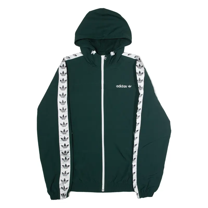 ADIDAS ORIGINALS Mens Windbreaker Jacket Green Hooded S