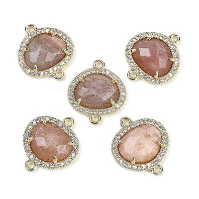 Natural Sunstone Faceted Oval Links