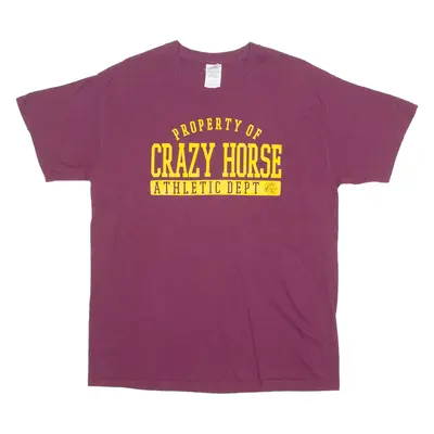 GILDAN Mens T-Shirt Maroon Crew Neck L