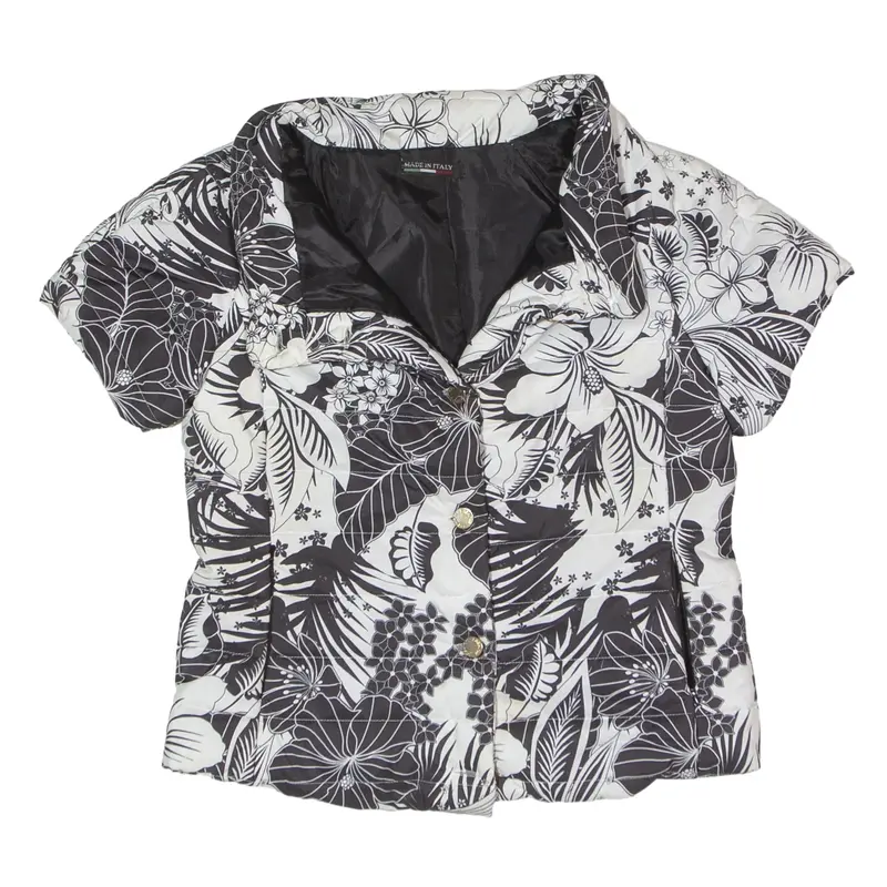 Puffer Gilet Black Floral Womens XS