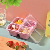 Christmas 4-compartment Snack Platter, 1 Count Portable Lunch Box with Lid for Fruit & Snack, Food Storage Container for Home...