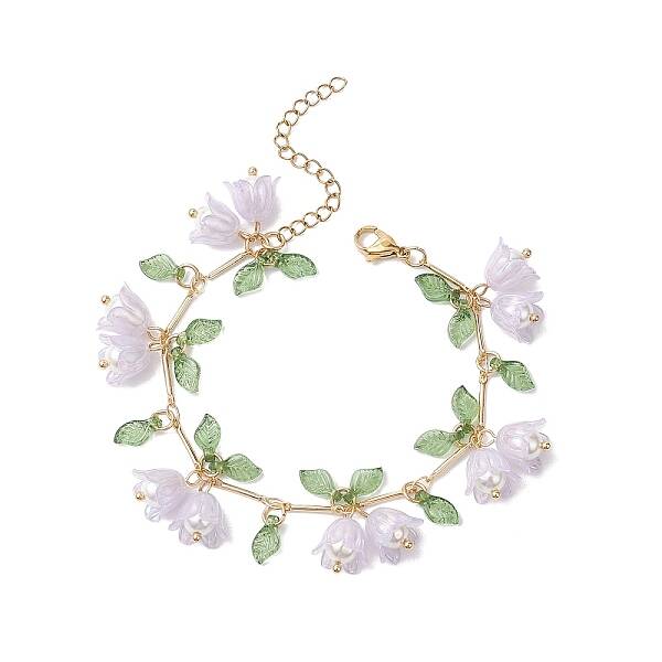 Flower Leaf Shell Pearl & Acrylic Charm Bracelets