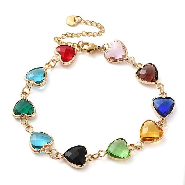 Colorful Glass Link Chain Bracelets
