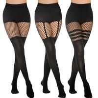 Mock Thigh High Stockings For Women SexyFishnet Tights Suspender Pantyhose 3 Pairs tights sundress summer outfits Lace Costum...