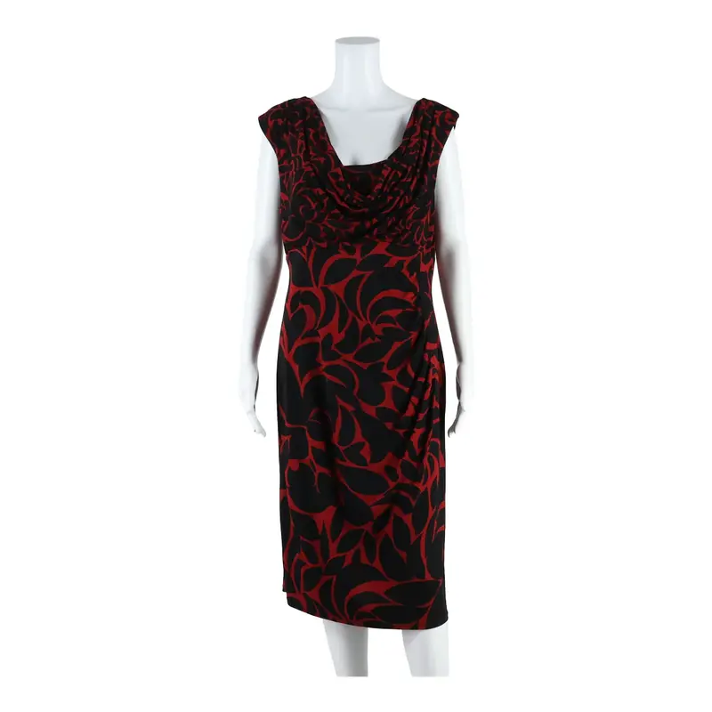 PHASE EIGHT Womens Bodycon Dress Black Crazy Pattern Sleeveless Midi UK 18