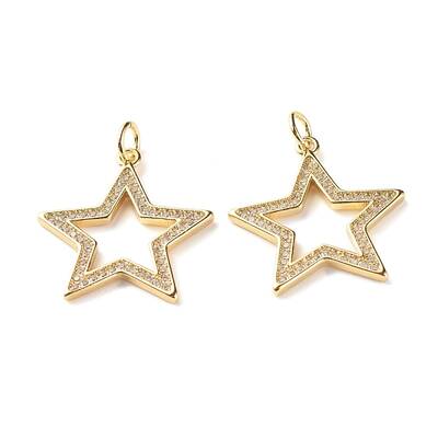 Brass Micro Pave Clear Cubic Zirconia Pendants