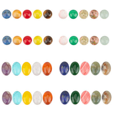 40Pcs 20 Styles Mixed Gemstone Cabochons