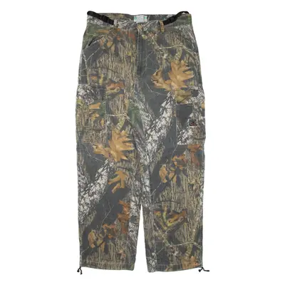BUZZ OFF Mossy-Oak Woodland Camo Cargo Mens Trousers Green Straight W36 L28