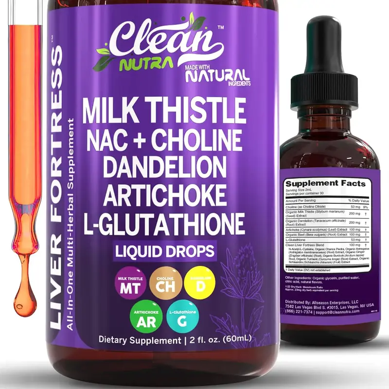 Clean Nutra Liver Fortress | Milk Thistle NAC Liver Cleanse Detox & Repair Supplement Liver Support Liquid Drops | Dandelion ...
