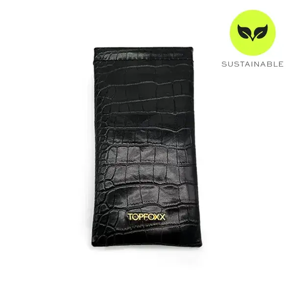 Black Faux  Croco Soft Pouch | Color: Black | Size: OS