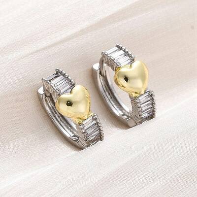 Brass Micro Pave Clear Cubic Zirconia Hoop Earrings