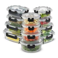 JoyJolt 24pc Fluted Glass Storage Containers (12 Airtight, Freezer Safe Food Storage Containers and 12 Lids), Pantry Kitchen ...