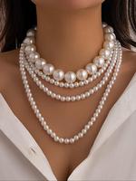 Faux Pearl Decorated Beaded Necklace, Elegant Exaggerated Necklace for Women for Party, Daily Clothing Decor, Trendy Jewelry ...