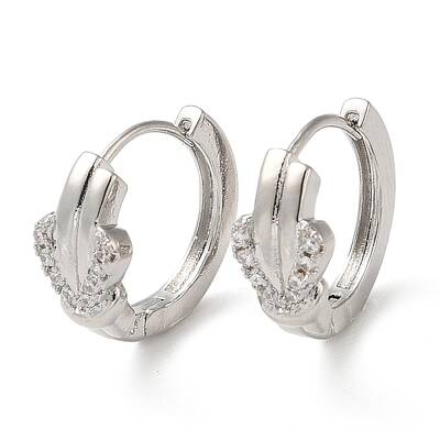 Cubic Zirconia Heart Hoop Earrings
