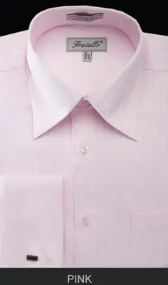 Fratello French Cuff Pink - Herringbone Tweed Stripe Big And Tall Sizes 18 19 20 21 22 Inch Neck Men's Dress Shirt