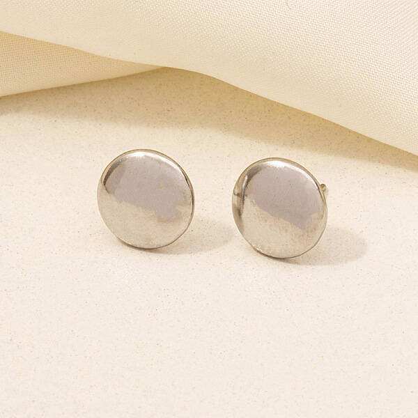 304 Stainless Steel Flat Round Stud Earrings for Women