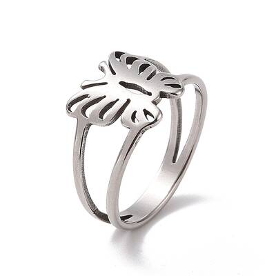 Non-Tarnish 201 Stainless Steel Butterfly Finger Ring