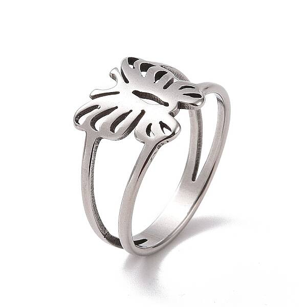 Non-Tarnish 201 Stainless Steel Butterfly Finger Ring