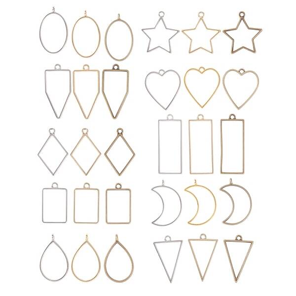 Rack Plating Alloy Open Back Bezel Pendants